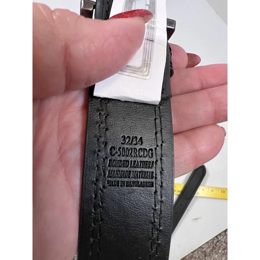 Beverly Hills Polo Club Belt Size 32 /‎ 34 Black Leather Silver Buckle New